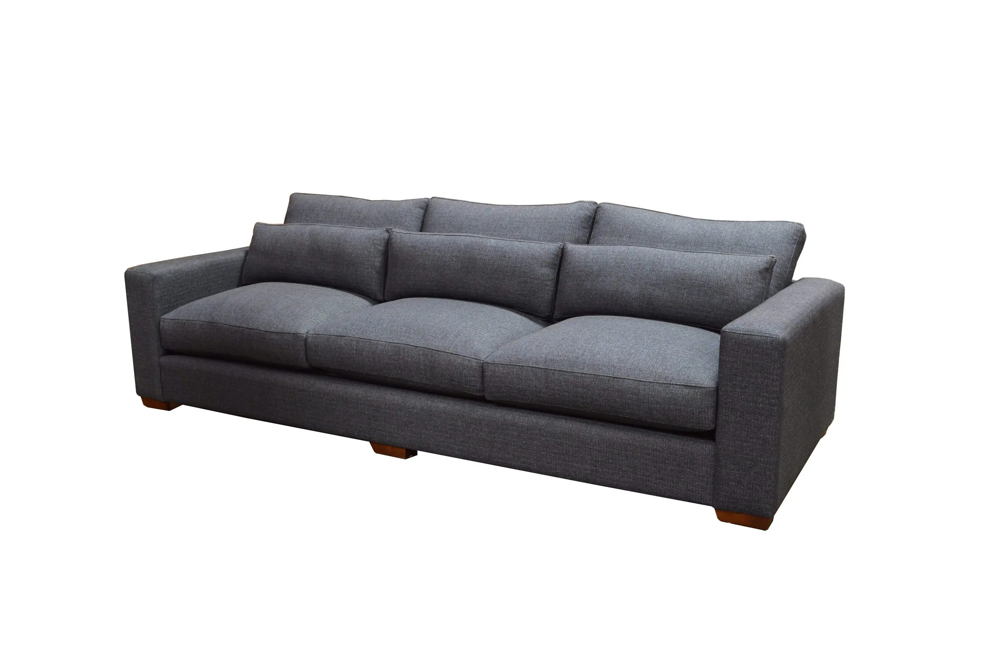 Modern gray three-seater fabric sofa