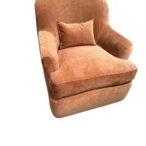 Plush terracotta armchair with matching cushion