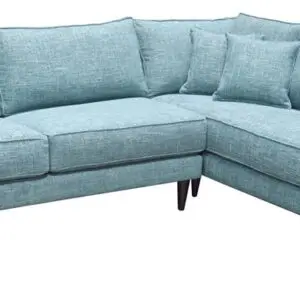 Light blue L-shaped sectional sofa with chaise