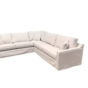 White L-shaped slipcovered sectional sofa