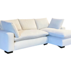 White modern sectional sofa with chaise lounge