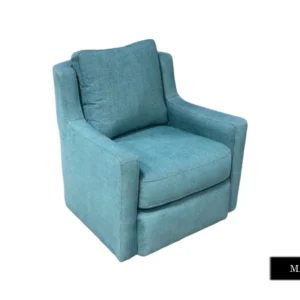 Teal upholstered armchair with cushion